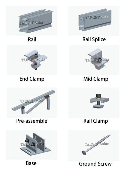 TARGET Solar Solar ground installation system, solar panel installation bracket, solar ground installation structure, aluminum alloy bracket installation system