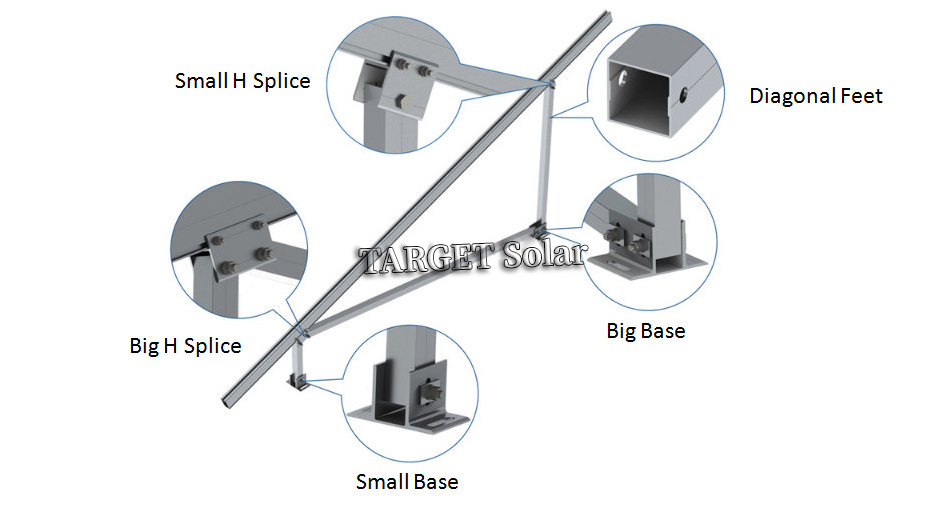 TARGET Solar High strength solar panel pile ground installation, aluminum alloy bracket installation, solar tile ground installation system