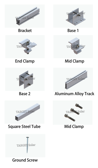 TARGET Solar Photovoltaic solar ground installation system, solar panel installation bracket, solar ground installation aluminum alloy structure