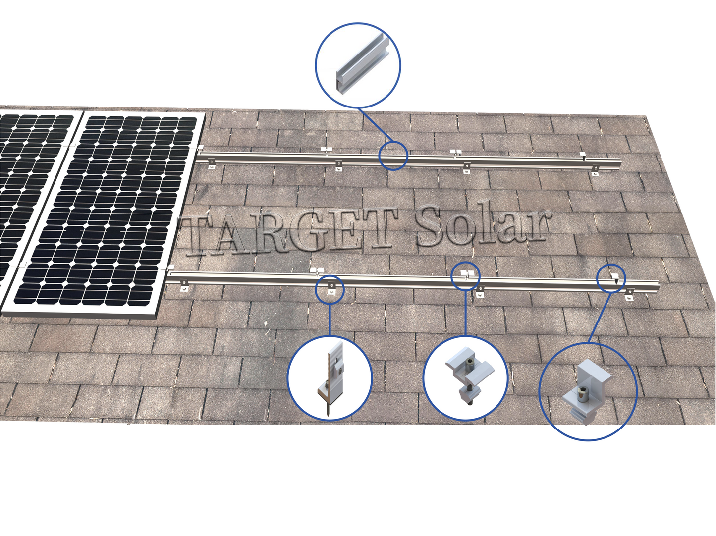 TARGET Solar Solar metal roof installation system, photovoltaic roof installation system, solar panel installation bracket, metal roof with L legs