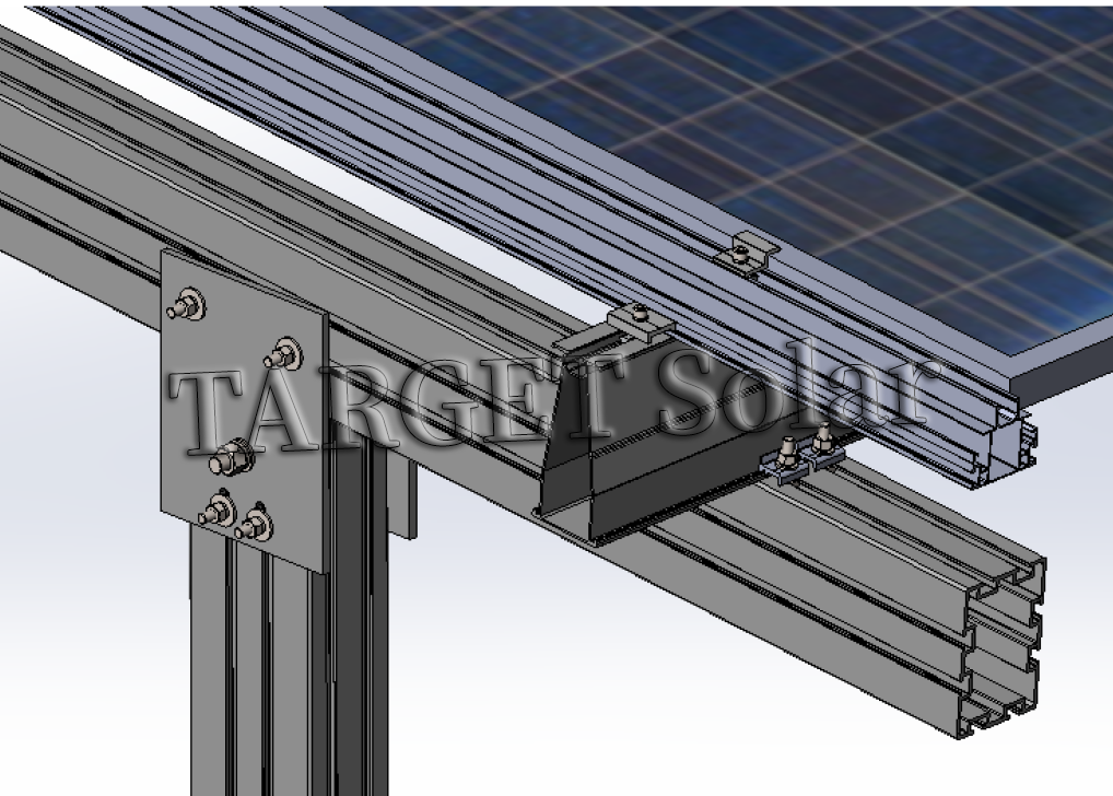 TARGET Solar High intensity solar parking lot installation structure, solar photovoltaic carport installation, aluminum alloy support system