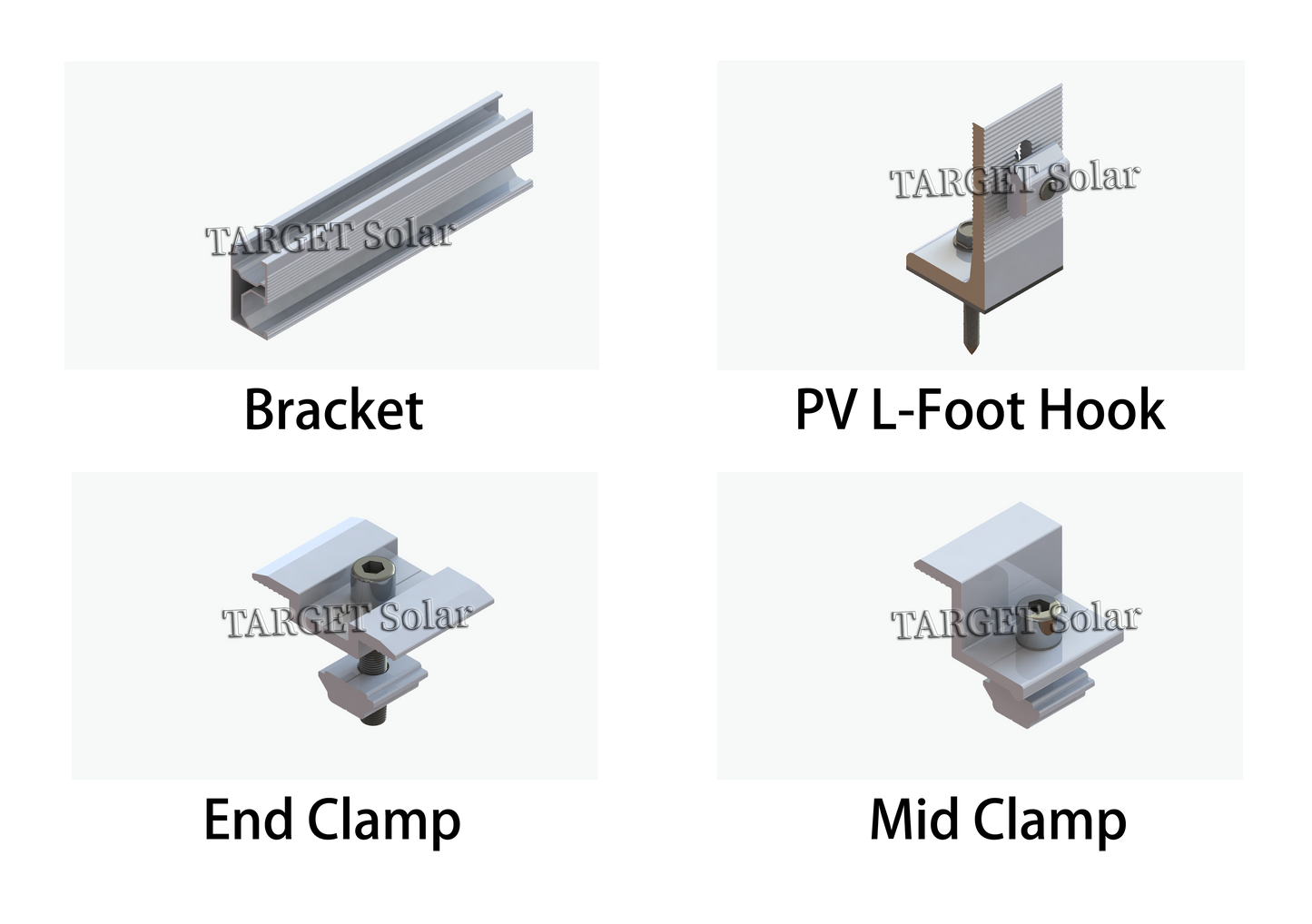 TARGET Solar Solar metal roof installation system, photovoltaic roof installation system, solar panel installation bracket, metal roof with L legs