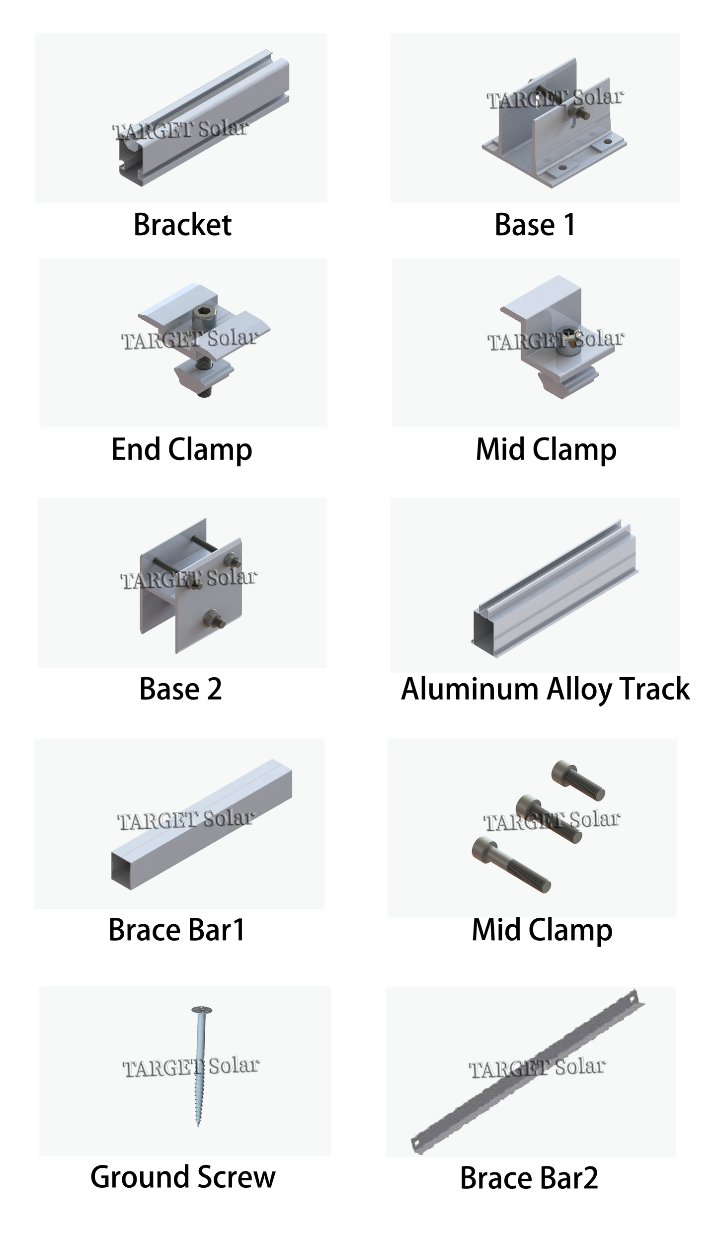 TARGET Solar High strength solar panel pile ground installation, aluminum alloy bracket installation, solar tile ground installation system