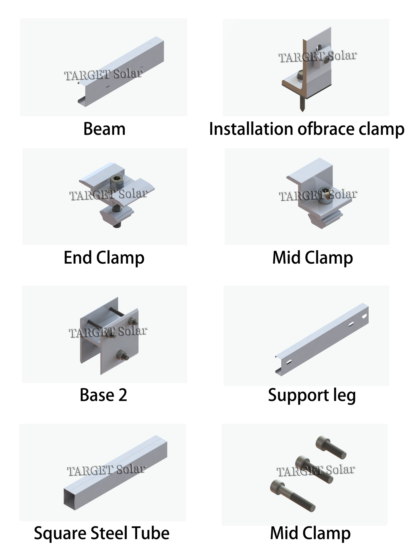 TARGET Solar Photovoltaic solar ground installation system, solar panel installation, aluminum alloy bracket, solar ground installation structure