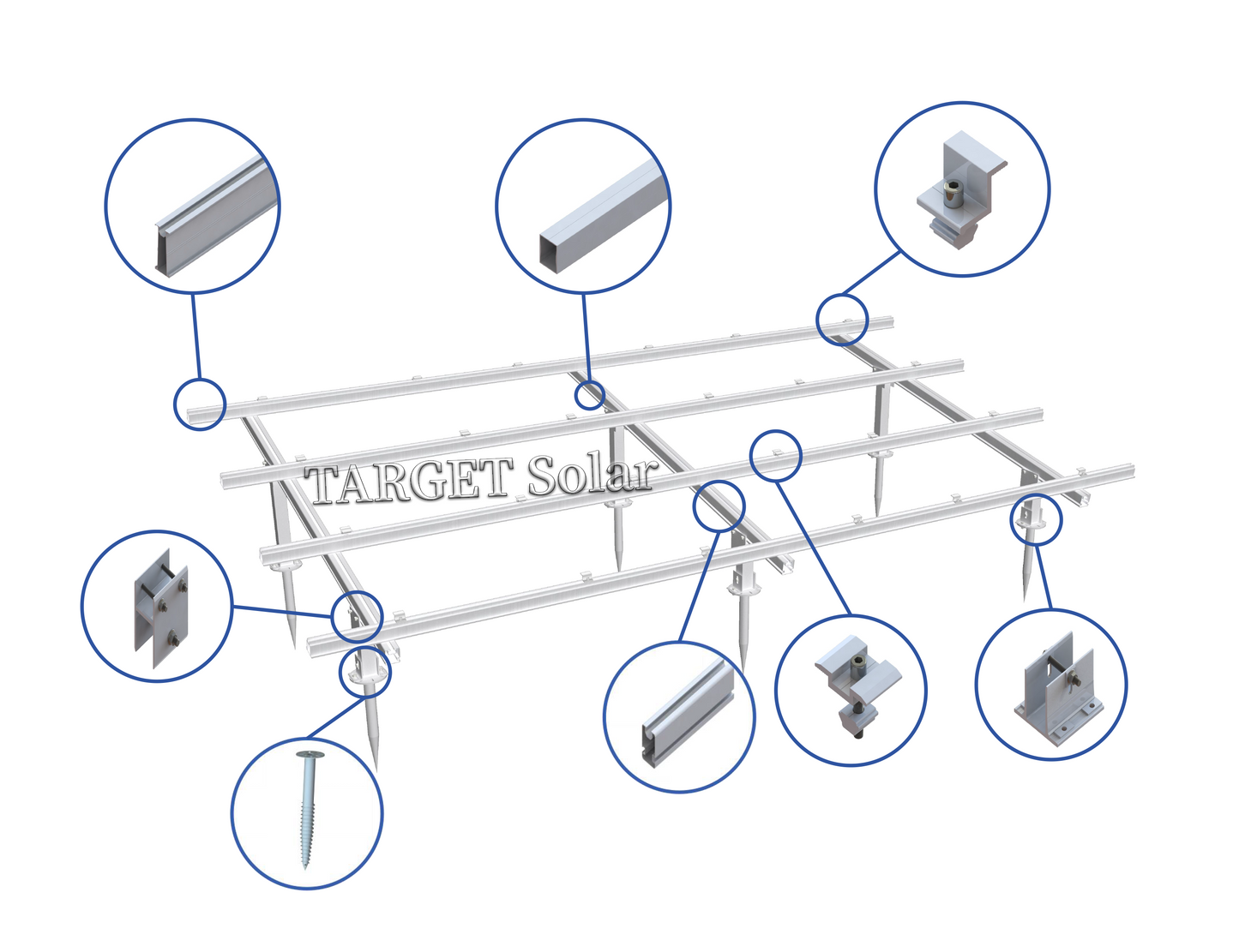 TARGET Solar Photovoltaic solar ground installation system, solar panel installation bracket, solar ground installation aluminum alloy structure