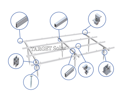 TARGET Solar Photovoltaic solar ground installation system, solar panel installation bracket, solar ground installation aluminum alloy structure