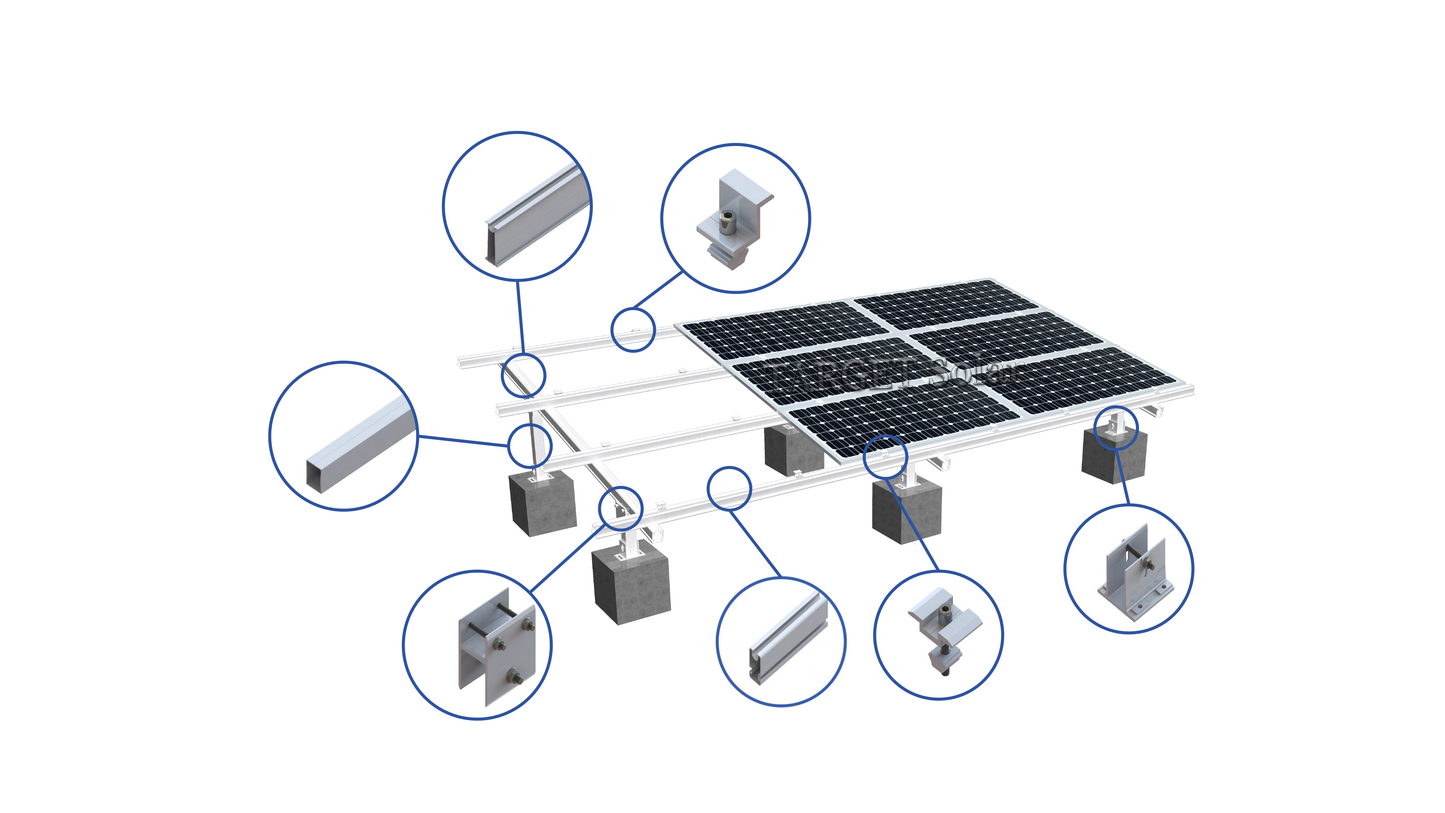 TARGET Solar Photovoltaic ground bracket installation complete system Solar ground installation system Solar panel ground installation