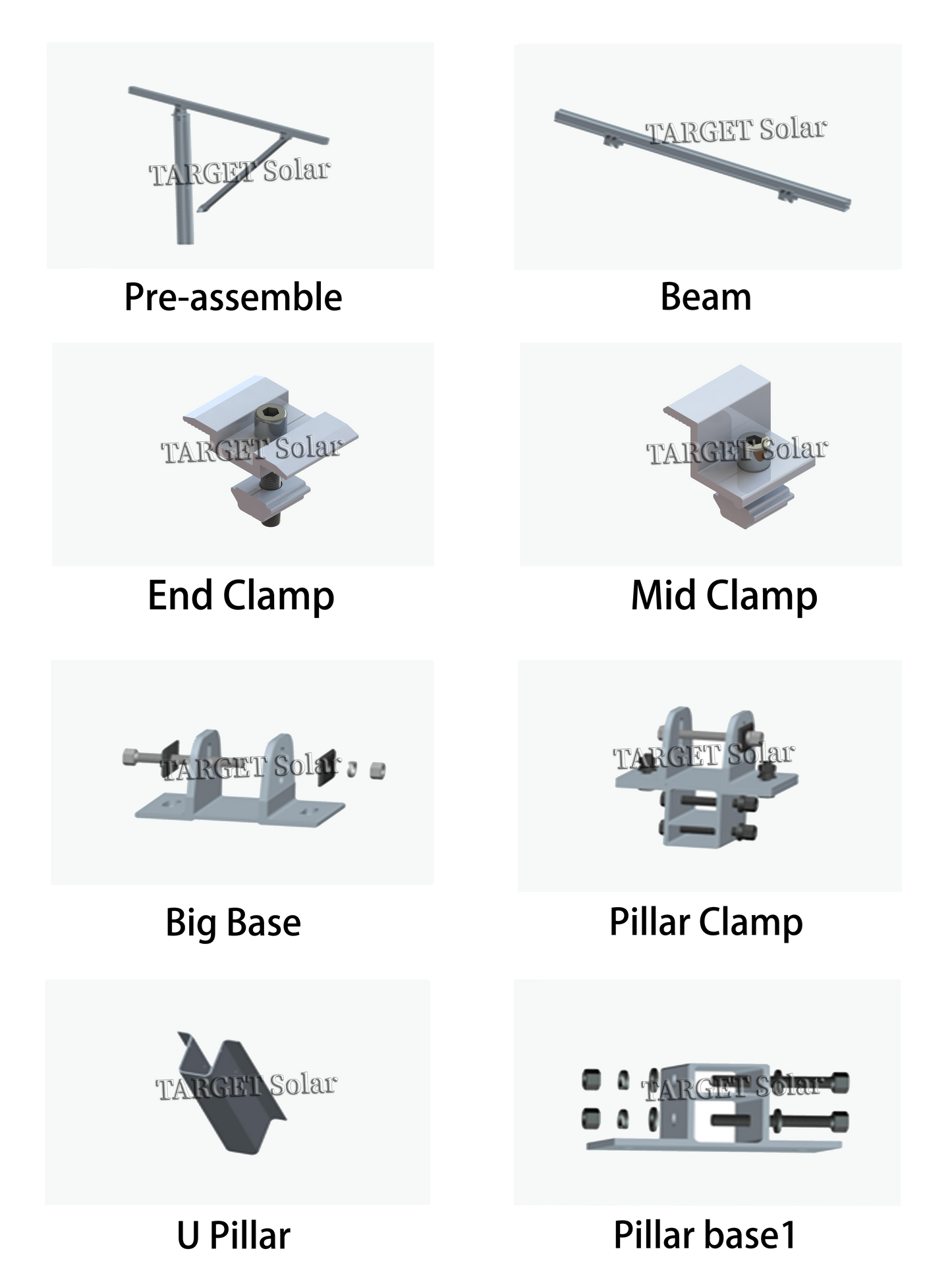 TARGET Solar Solar power station module installation structure, aluminum alloy bracket, ground installation system, solar installation bracket