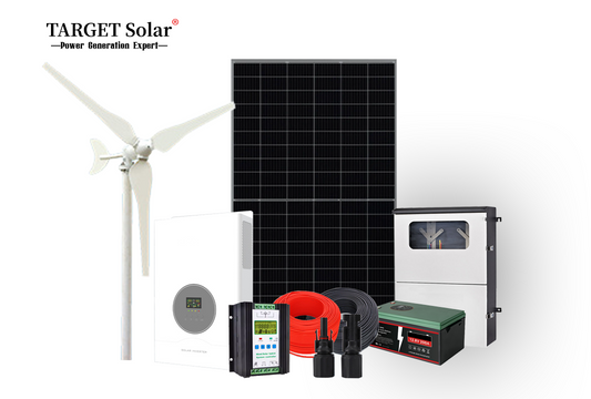 2KW wind solar hybrid system-home solar power wind turbine kits-Off grid